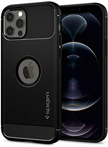 Spigen Rugged Armor Hülle Kompatibel mit iPhone 12 Pro und Kompatibel mit iPhone 12 -Matte Black
