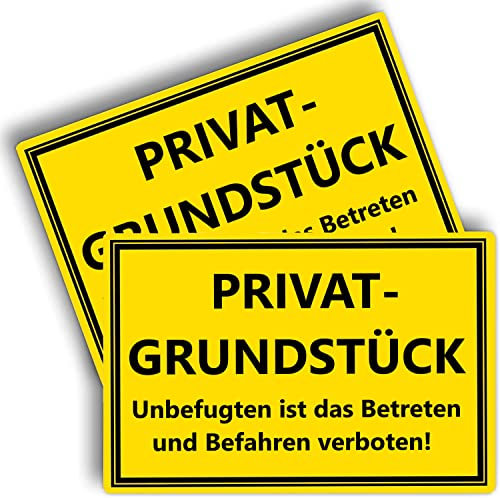 2 Stück - Privatgrundstück Schilder - (30x20 cm - 3 mm Kunststoff) - Betreten und Befahren verboten - Schild Privatgrundstück - Privatweg - Zutritt verboten - Durchgang Privat - Betreten Verboten