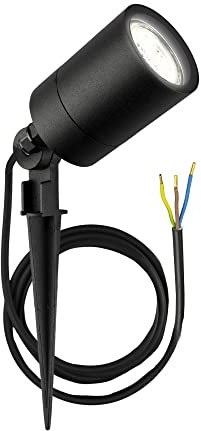 Ledvion LED Gartenstrahler Aluminium, IP65, GU10 Fassung, 1m Kabel, Erdspießstrahler Schwarz