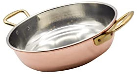 CREARTISTIC – Bratpfanne aus verzinntem Kupfer – 26 x 7 cm – 2,8 l – mit 2 x 4 cm Messinggriffen – ideal zum Servieren bei Tisch – Maße klein bis groß – 100 % Made in Italy – handgefertigt