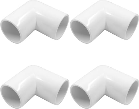 Piutouyar 4 Pcs 3/4 90 Degree Right Angle Elbow PVC Pipe Fitting, 2 Way Furniture Grade Pipe Connector PVC Elbow Fitting Pipe Corner Connector for DIY Shelf Garden Support Structure