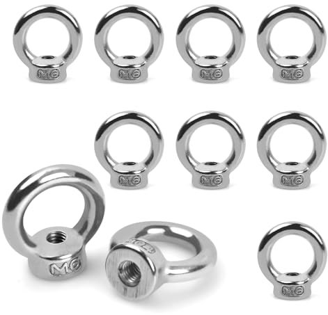 10 Pezzi M6 Dado a Occhiello, Dadi ad Anello in Acciaio Inossidabile 304, Ad Anello Dado di Sollevamento Anelli di Fissaggio Accessori Hardware per Accessori di Sollevamento