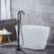 XUANYU Robinet de Baignoire au Sol avec Douchette, 2 Modes de Poignée, Autoportante Mitigeur Robinet Baignoire Ilot pour Salle de Bain, Robinets de Bain sur Pied Pivotant à 360° Noir