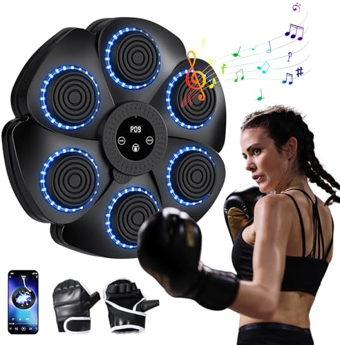 Eznaobo - Máquina de boxeo musical de 2024, con guantes de boxeo, 9 velocidades​Modos y modo de conteo para adultos y niños (negro)