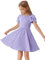 GRACE KARIN Robe d'été à volants pour fille - Manches courtes - Décontractée - Ligne A - Robe de princesse avec poches - Robe de mariée, Violet, 6-7 ans