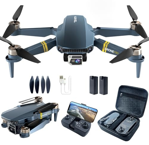 Drone Quadricottero Piegevole con Motore Brushless e Lunga Autonomia per Principianti, Oltre 40 minuti di volo, Fotocamera Grandangolare da 120° e 4K HD, Modalità Segui-Me, 2 Batterie