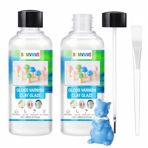 BOMVMVE Barniz Brillo para Arcilla Seca al Aire, 200ml Barniz Acrilico para Manualidades, Transparente y Brillante, Antirrayas, Impermeable, Mejorar Intensidad del Color