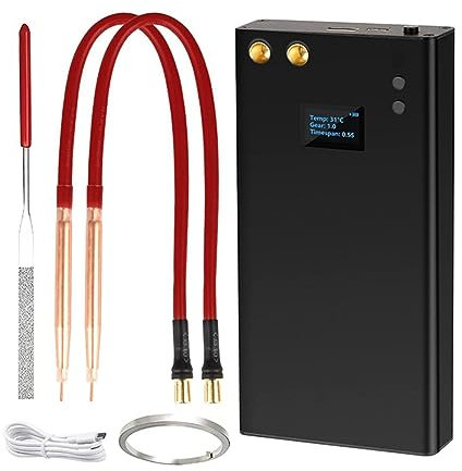 Booso Soldador por Puntos MáQuina de Soldadura por Puntos PortáTil y Recargable, Equipo de Soldadura por Puntos Almacenamiento de EnergíA 7500MAh 18650 BateríA