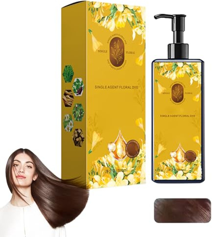 Nourishing Plant-Based Hair Color,Long-Lasting Floral Dye, Even And Natural Gray Hair Coverage, Softens and Adds Shine,Plant-Based Formula for Men & Women - Instant Effect (Chestnut Brown)