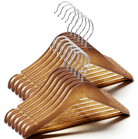 Perchas para niños, 12 unidades de perchas de madera con gancho giratorio 360° y ranuras para los hombros, longitud 30 cm, perfecta para ropa infantil, perchas para niños