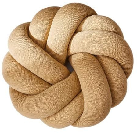 XIUsheUA Cojín Anudado a Mano Almohada de Nudo Redonda, Almohada Tejida a Mano for sofá, decoración del hogar(Camel)