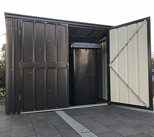 Globel Industries Metallgerätebox und Mülltonnenbox 5x3 Anthrazit 174x101x132 cm Aufbewahrungsbox und Gartengerätebox