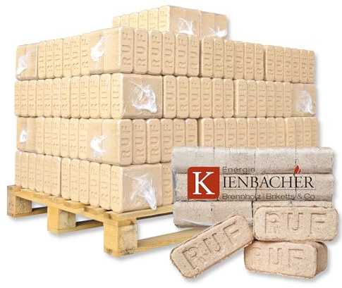 500 kg Holzbriketts RUF Hartholz Briketts Kamin Ofen Brikett Brennholz Heizbrikett aus Buche&/oder| Eiche | Esche | Hainbuche | Birke je nach Verfügbarkeit 50 x 10kg / 500kg Palette RUF Brikett Eckig