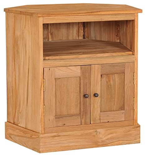 vidaXL Teak Massiv Eck Sideboard mit 2 Türen 1 Regalfach Kolonialstil Kommode Beistellschrank Mehrzweckschrank Anrichte Schrank 60×45×60cm