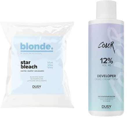 Dusy Star Bleach Blonderingspulver 500 g i påse + Dusy Professional Creme Oxyd 1000 ml 12 %