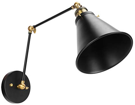 Cikonielf Vägglampa Vägglampa Väggmonterad Lampa Gungarm Vägglampa Sängläslampa hållbar Industriell Vägglampa Fri Justering Svart