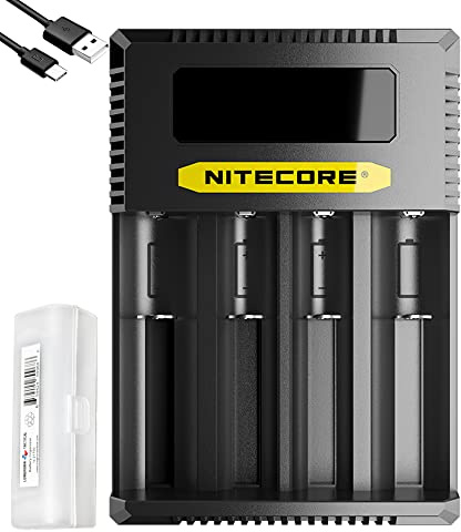 Nitecore Ci4 Four Bay Universal Battery Charger Support 16340 14500 18650 21700 Lithium Ion AA AAA Ni-MH Ni-CD, USB QC PD with Lumentac Battery Organizer