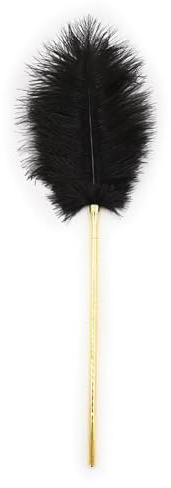 SM Feather Tickler Black Soft Feather Tickler with Detachable Metal Handle Role Play Body Teasing Adult Toy