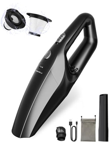 TEMOLA Handheld Vacuum Cleaner Cordless, Car Vacuum Cleaner High Power with 9000Pa, Portable Rechargeable Mini Vacuum with 2 HEPA Filter for Home Office Car Pet Hair Deep Cleaning