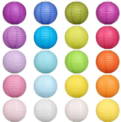 LIHAO 20PCS Multi-Color Paper Lanterns, 6 Inch Decorative Hanging Chinese Japanese Lanterns Lamps for Home Decor, Parties and Weddings
