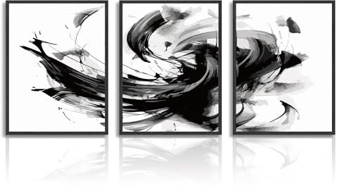 Dazzlewall 3 Pcs Black and White Wall Art Posters, Modern Abstract Wall Art Pictures for Bedroom Living Room Decor 12x16 in Unframed