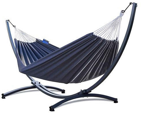 Potenza ROMA hängmatta med stålställning | för 2 personer | hängmatta 220 x 160 | bärkapacitet 200 kg (standardrack, grafit)