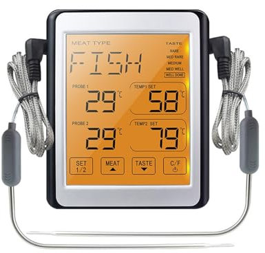 Sondas dobles, termómetro for horno, cocina, barbacoa, probador de temperatura de carne, Monitor for hornear azúcar, termómetros electrónicos digitales for alimentos (Color : A)