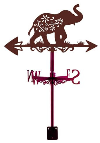 SUPERDANT Wetterhahn Für Das Dach Elefant Gartenstecker Wetterfahne Metall Windrichtungsanzeiger Tier Wetterfahnen Schilder Für Hof Bauernhof Scheunen Garten Terrasse Kupfer Rot