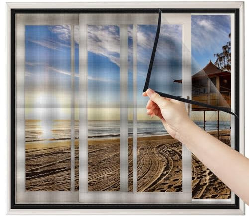 Anti-Fliegen-Netz fenster Fenster 50x100cm Schwarz Fliegengitter Fenster ohne bohren Fliegengitter Katzensicher Kellerfenster Gitter