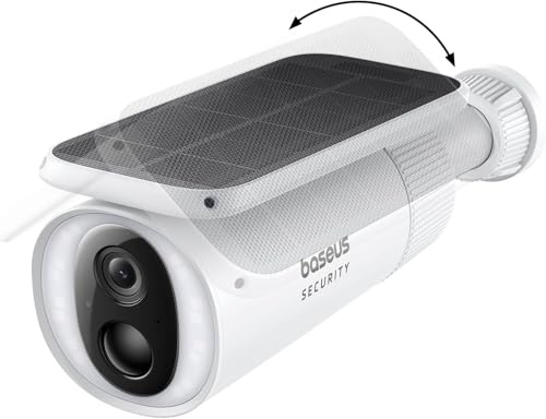 Baseus S1 Telecamera di sicurezza wireless per esterni con pannello solare inclinabile automatico e funzionamento a batteria, telecamera WiFi di sicurezza domestica, sorveglianza 2K 145°, impermeabile