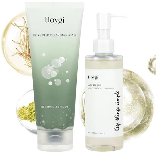 Heartleaf Pore Cleansing Foam 150ml+Heartleaf Pore Control Cleansing Oil 100 ml,Quercetin Heartleaf Facial Cleanser Reduce Pore Toner Deep Cleanseing
