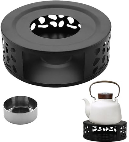 Réchaud pour théière, chauffe-café en acier inoxydable avec photophore, chauffe-thé, chauffe-thé, chauffe-thé, chauffe-thé avec bougie chauffe-plat, réchaud à thé, pour chauffer le thé et le café