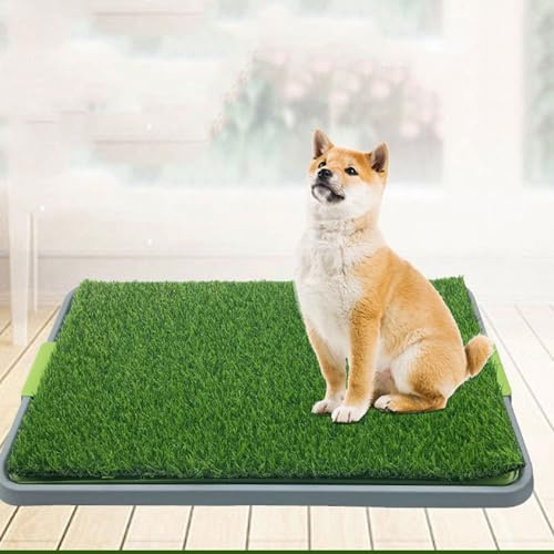 Inodoro para perros, 68 x 43 cm, para cachorros, con bandeja lavable, almohadilla de entrenamiento de césped artificial de alta permeabilidad para perros, para casa, apartamento