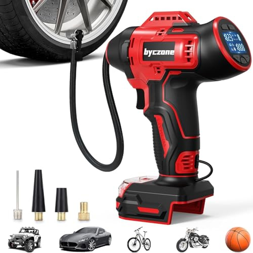 Tire Inflator Compatible with MILWAUKEE 18V Max Battery, 160 PSI Cordless Air Compressor With LCD Digital Pressure Gauge for Car, Bike, Sport Ball (No Battery)
