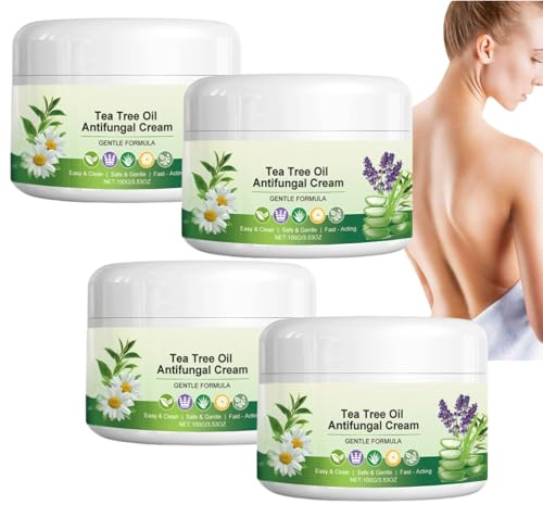Olio di tea tree crema antifungina, crema idratante per piedi e mani, allevia il prurito della pelle, lenitivo e idratante, crema nutriente naturale per uomini e donne (4 pezzi)