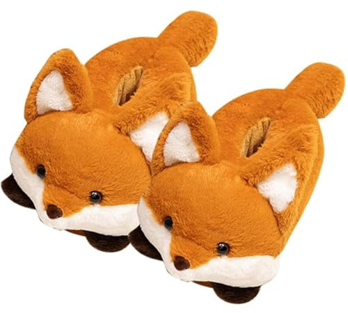 MEKLITRZ Pantofole Di Peluche A Forma Di Volpe - Pantofole Invernali Antiscivolo, Pantofole Da Interno In Pelliccia Ultra Morbide E Calde for Un Comfort Accogliente