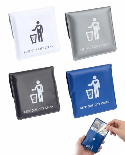 BTACGWP Lot de 4 Cendriers de Poche, Sacs Portables Couleurs Assorties, Ignifuges & Anti-Odeur, Idéal Voyages & Camping : Empêche Le Renversement & Garantit l'Hygiène Nomade