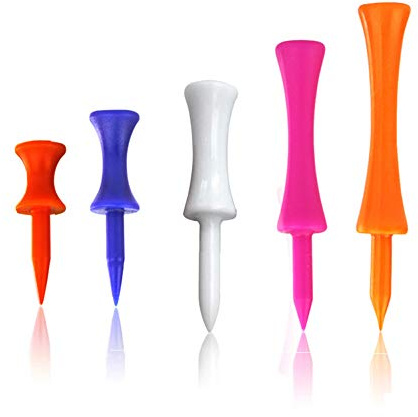 zosenda Castle Golf Tees, 100 Pack Step Down Plastic Golf Tees, Durable Mixed Colour Graduated Plastic Tees in 5 Assorted Sizes (32mm, 39mm, 51mm, 59mm, 70mm)