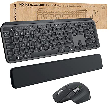 Logitech MX Keys Combo for Business | Gen 2, Full Size Kabellose Tastatur und Kabellose Maus, Spanisches QWERTY - Graphit