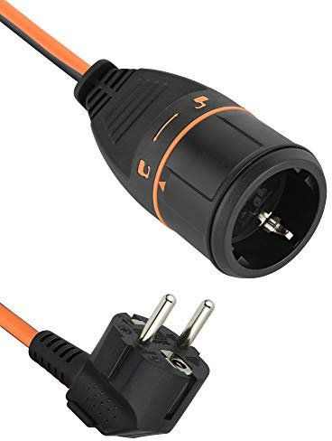 Electraline 01651 Cable Alargador 5M 3G1.5 con Toma de Corriente Electralock Equipado con un Mecanismo de Bloqueo que Evita la Desconexión Accidental del Enchufe
