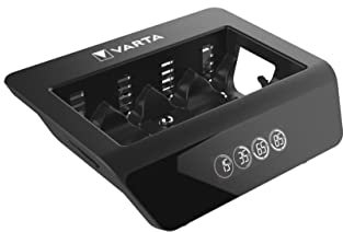 VARTA Akku Ladegerät, Batterieladegerät für wiederaufladbare AA/AAA/C/D/9V und USB Geräte, LCD Universal Charger+, Einzelschachtladung, unbestückt, Schwarz