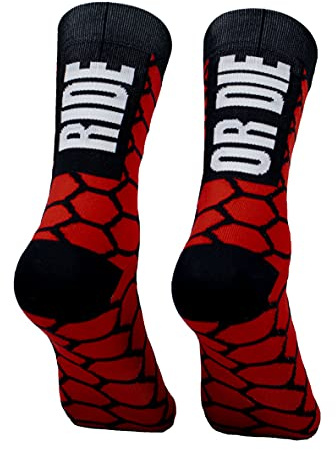 PERRO LOCO CLOTHES Kompressions-Fahrradsocken mit verstärktem Vorfußbereich, limitierte Auflage. (DE/NL/SE/PL, Numerisch, 43, 45, Regular, Regular, Rot)