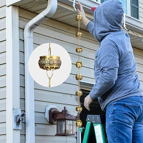 NUNETH Regenkette Verkupferte Regenkette aus Aluminium, Robuste Dekorative Regenketten für Den Eingangsgarten Der Villa, Hängende Regenfängerkette mit Guter Bedeutung (Color : B, Size : 2.4m/7.8 ft)