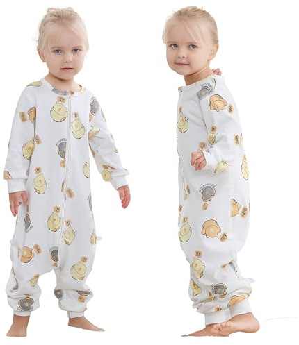 HAHASHOW Bebe gigoteuse avec jambes, Unisexe Manche Longue L'été Coton gigoteuse a pied, Bebe Pyjama Garcon Vetement Enfant Naissance Cadeau 18-24 Mois