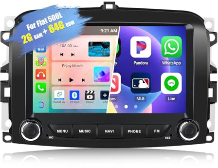 2G+64G CAMECHO 8 Core Android 13 autorradio para FIAT 500L 2013-2018 con Navi Wireless Carplay Android Auto,7 Pulgadas Doble DIN autorradio con Bluetooth RDS EQ WiFi