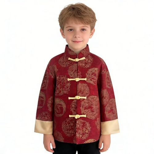 SZCQ Boys Lunar New Year Chinese Jacket Dragon Traditional Coat Outfits Kids Tang Suit Crane XXXS