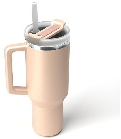 Meown 40oz Insulated Tumbler with Straw & Handle, Stainless Steel Travel Mug, Leakproof, Double Wall Vacuum Insulated, Car Cup Holder Friendly, Cold 48H/Hot 12H, Dishwasher Safe, Lid