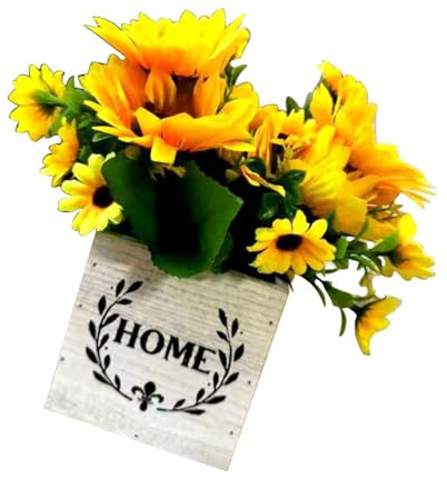 Xuancai Maceta de madera artificial con jarrón para bodas, fiestas, centros de mesa, alféizar de ventana, patio, decoración de suculentas