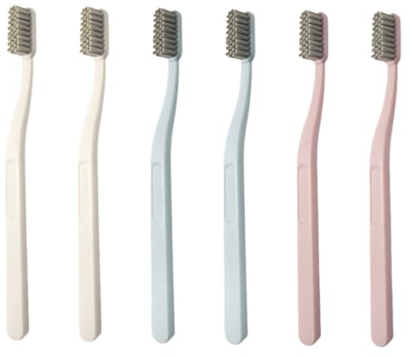 CIYODO 6 pièces Lot de Brosses à Dents Manuelles Adultes Poils Durs Ergonomiques pour Nettoyage Profondeur Tête Nylon Résistante Usage Quotidien