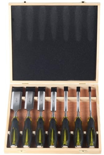 PLMNBQWE Wood Chisel Set 7 Pieces Woodworking Chisels 6mm to 38mm Firmer Chisel Set Woodworking Hand Tools Mortise Chisel Set